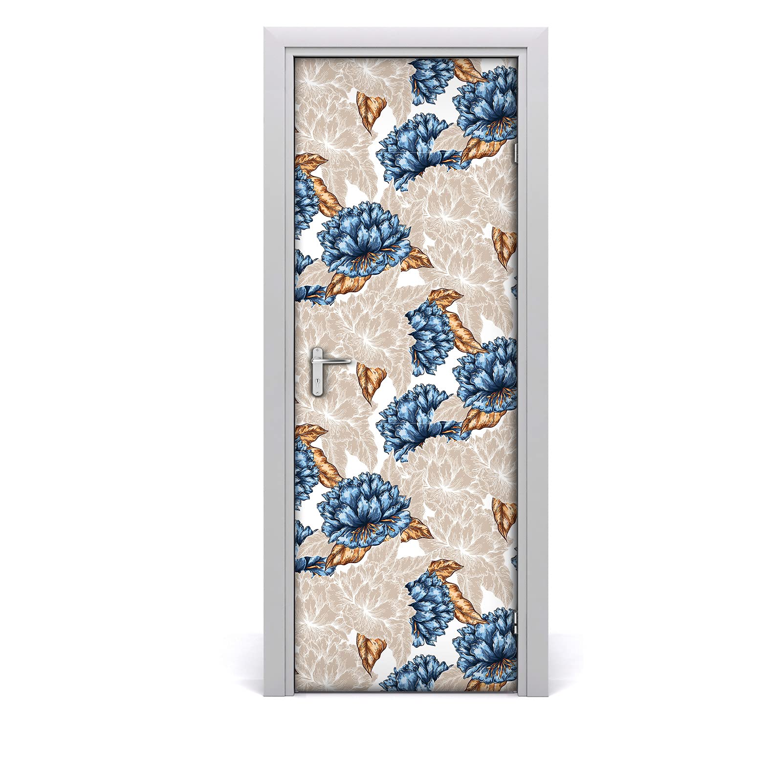 Papier peint sur la porte design fleur dorée pour créer une ambiance accueillante dans l'entrée