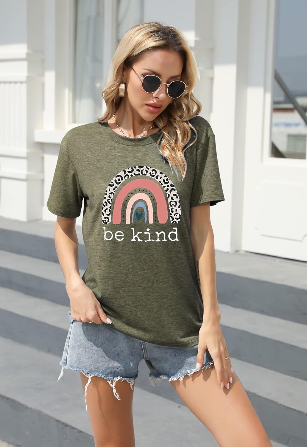 Be Kind T Shirts Women Graphic Short Sleeve Summer Tops Loose Casual Teacher Tees - Image 2