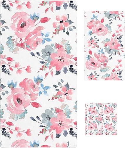 Miniatura 1 de Juego de toallas de baño de 3 piezas, juego de toallas de acuarela para baño, toallas de ducha suaves y absorbentes (1 toalla de baño, 1 toalla de