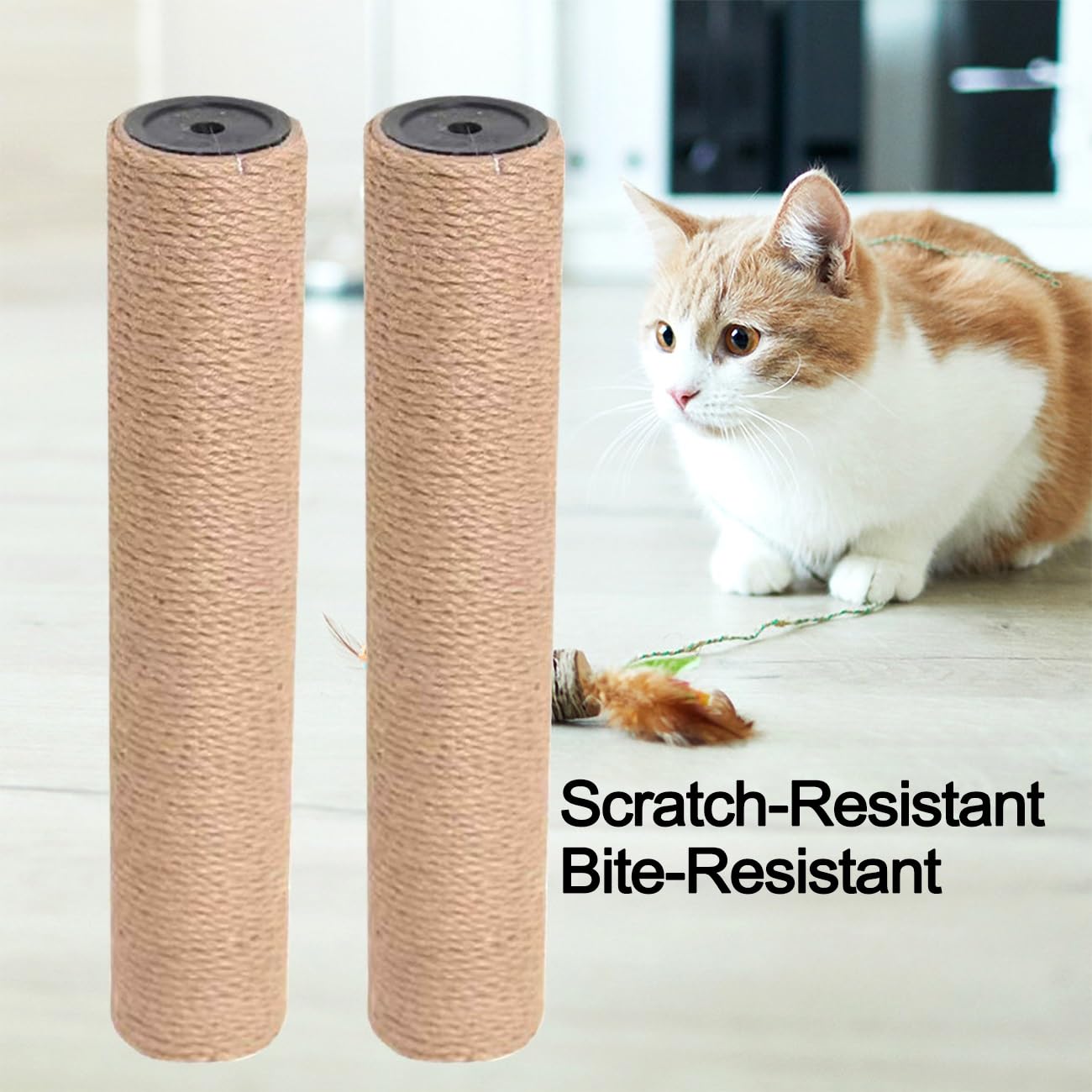 2 Pezzi Tiragraffi Gatti M8 Ricambio, Parti Ricarica Tiragraffi Gatti Tiragraffi In Corda Canapa Con Viti for Gattini Interno Gatti Grandi Dimensioni(Jute,7.6x50cm)