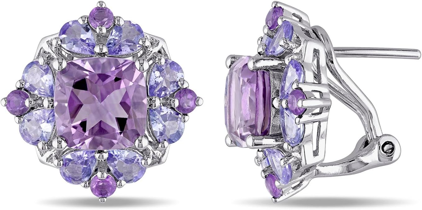 5.85 Carat (ctw) Amethyst and Tanzanite Earrings in Sterling Silver