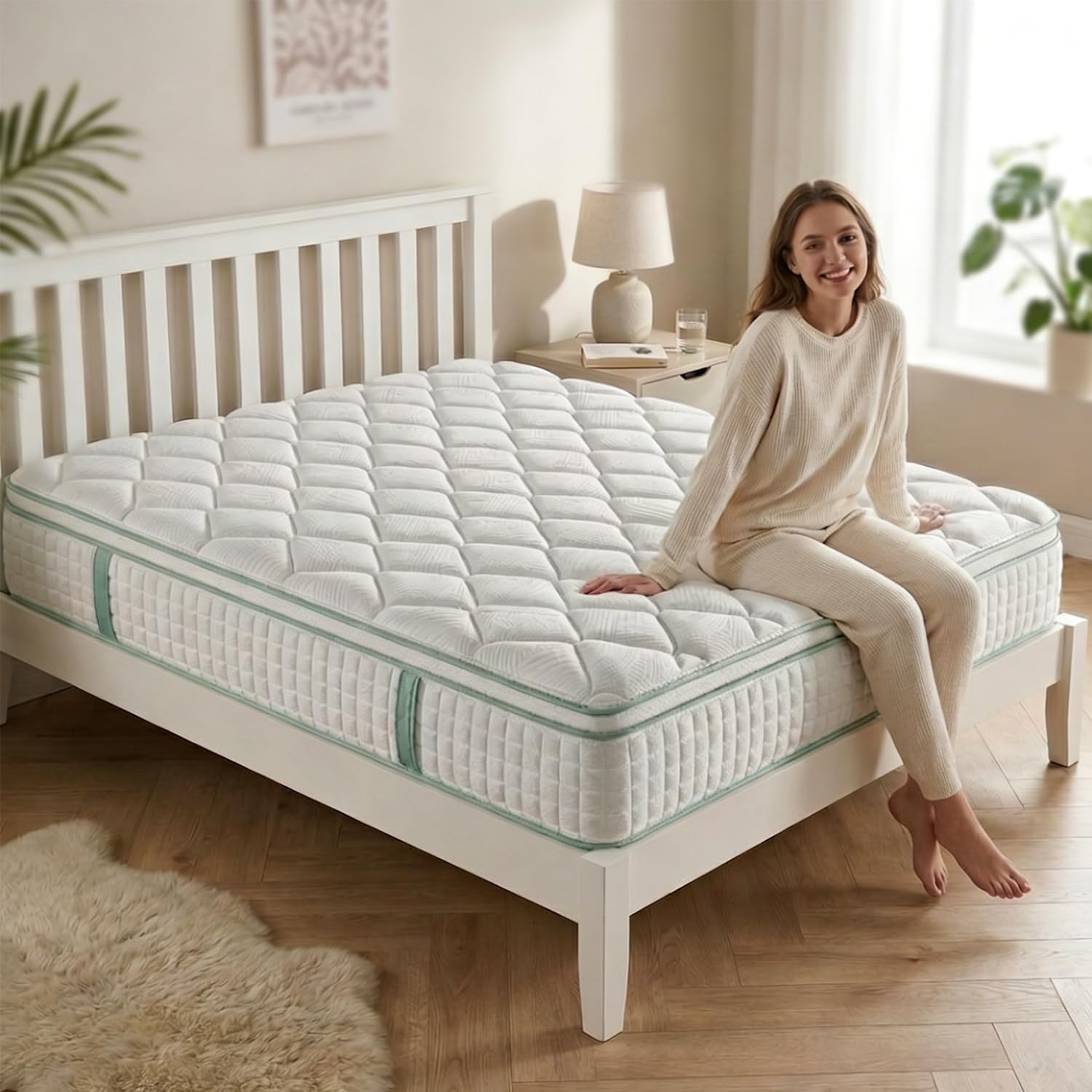 Twin Size Mattress 12 Inch, Hybrid Mattress Bed in a Box, Medium Firm Memory Foam and Individual Pocket Springs Motion Isolaton Pressure Relief Fiberglass Free, CertiPUR-US, 75"×40"×12"