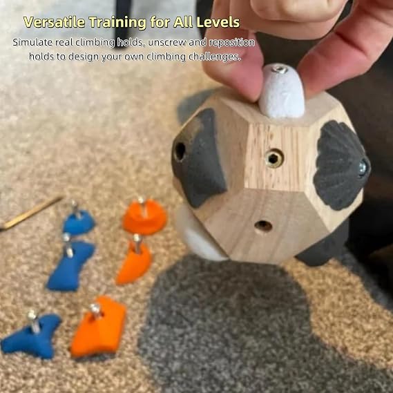 Handcrafted Boulder Block, Finger Training Tool for Climbers 3D Climbing Ball for Grip Strength Training Wooden Climbing Balls for Rock Climbers for Kids Adults (C)
