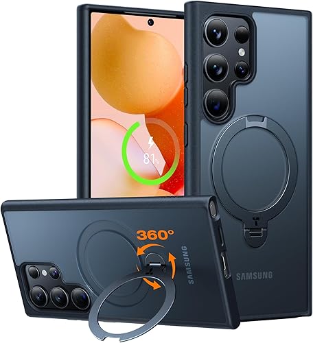 TORRAS Ostand Spin - Soporte magnético giratorio de 360 para Samsung Galaxy S24 Ultra, compatible con Magsafe, grado militar, a prueba de golpes,