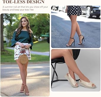 MANZI 3 Pairs Toeless Pantyhose Tights for Women Ultra Thin 10D Toe Open Control Top Pantyhose