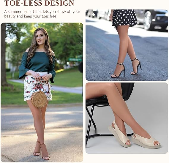 MANZI 3 Pairs Toeless Pantyhose Tights for Women Ultra Thin 10D Toe Open Control Top Pantyhose