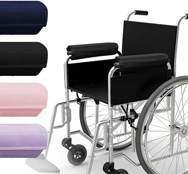 SPRING SEAON Wheelchair Accessories Armrest Covers, Memory Foam Pads, Pair | Short Plush Surface, Non-slip Bottom, Washable Covers, Wide Hook-and-loop Straps, For Transport, Office, And Gaming Chairs