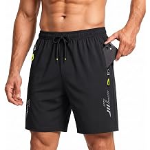 Mens Quick Dry Swim Shorts Zip Pockets Drawstring Beach Trunks