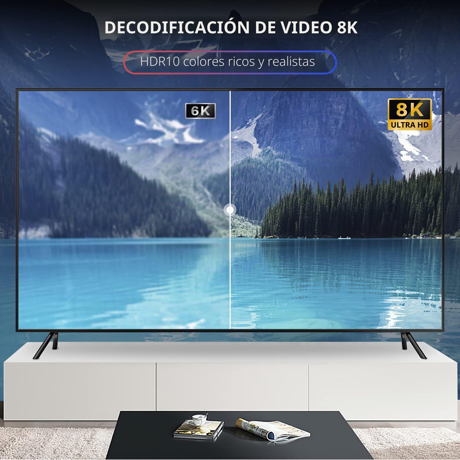 Android TV Box, Android 13.0 Box 4GB RAM 32GB ROM RK3528 Quad-Core Cortex-A53 GPU Mali-450 Soporte 8K 10/100M LAN Enternet 2.4G/5G Dual-Band WiFi 6 BT 5.0 USB 2.0/3.0
