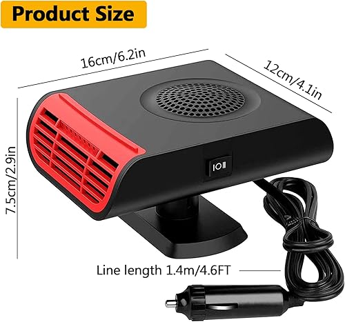 Miniatura 5 de Calentador de coche portátil, 2024 nueva actualización de 12 V, 150 W, calentamiento rápido, descongelador, descongelador, encendedor de cigarrillos