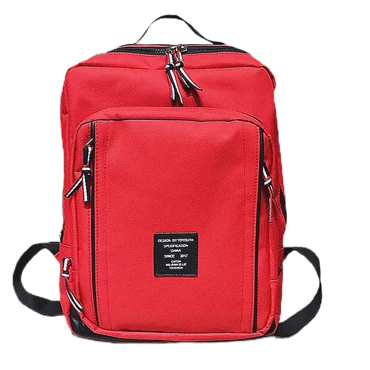 TYPIFY® Fashion Red Unisex Backpack – Stylish Korean Style Polyester Bag with Main Compartment with Laptop Sleeve, Front Pocket & Bottle Holder | School, Office & Travel Backpack