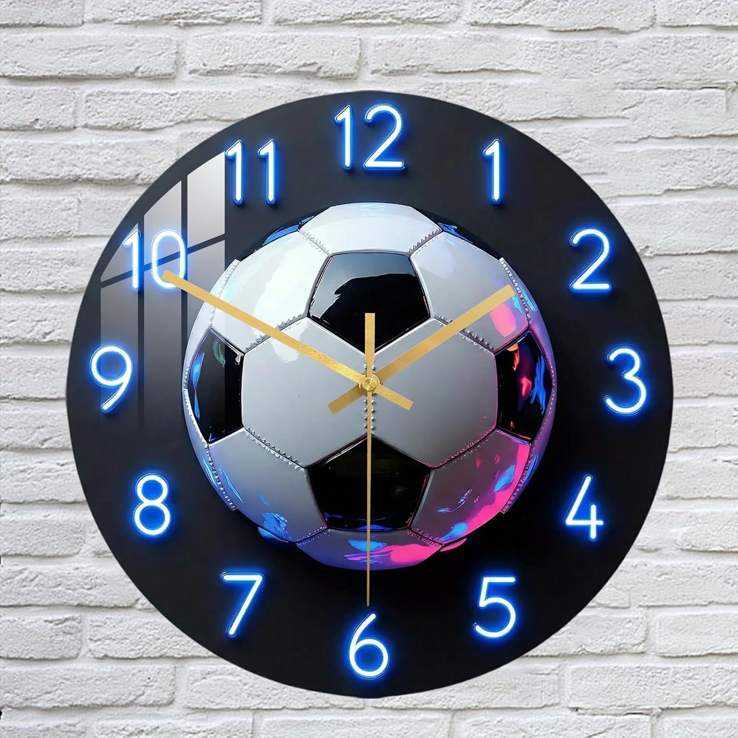 Acrylic Glass Wall Clock for Bedroom, Living Room & Office Decor | Silent Non Ticking Analog Blue Clock | Perfect for Coffee & Tea Time, Football Modeling Design