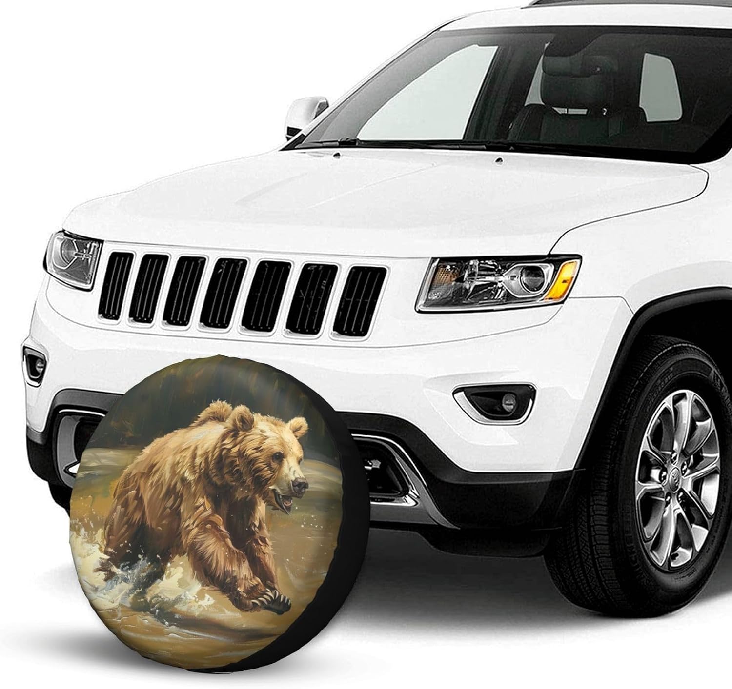 Bear Running Print Tire Cover Universal Spare Wheel for Trailer Rv SUV Truck Camper Travel Accessories