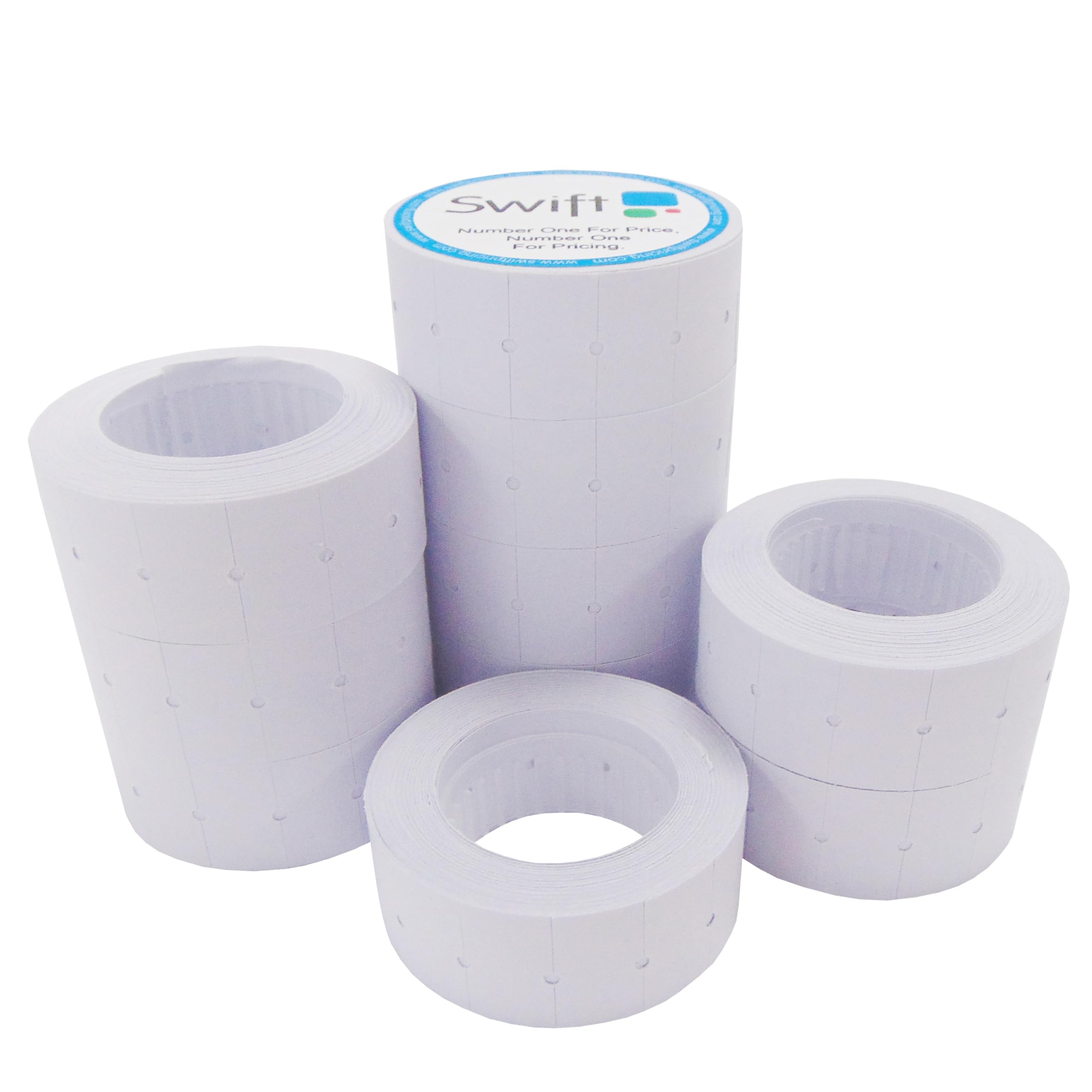 Swift 22 x 12 mm Price Gun Labels CT1 White 50 Rolls 25,000 Stickers Pricemarking Tags Fits Many Pricing Labellers, Compatible Replacement Refill for Retail Shop and Tagging Easy Loading Permanent — image 1