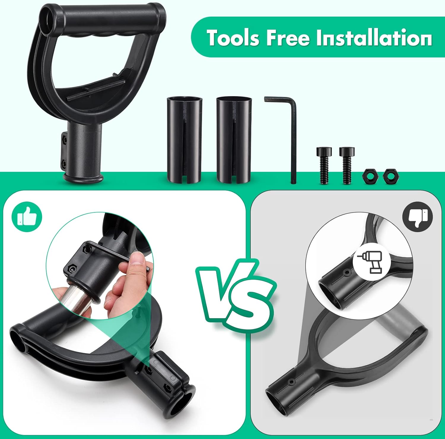 review Snow Shovel Handle Replacement, D Grip Shovel Handle Adjustable 1 1/8 to 1 1/4 inch Inner Diameter 32 30 28mm PVC Snow Shovel Replacement Handle for Shovel Raking Digging Garden Tool Drilling Free