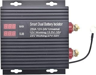 250 AMP Dual Battery Smart Isolator Universal 12V/24V Voltage Sensitive Relay Intelligent Dual Battery Isolator for Car, Truck, ATV, Battery Starter Controller Heavy Duty Power Switch Charge Relay