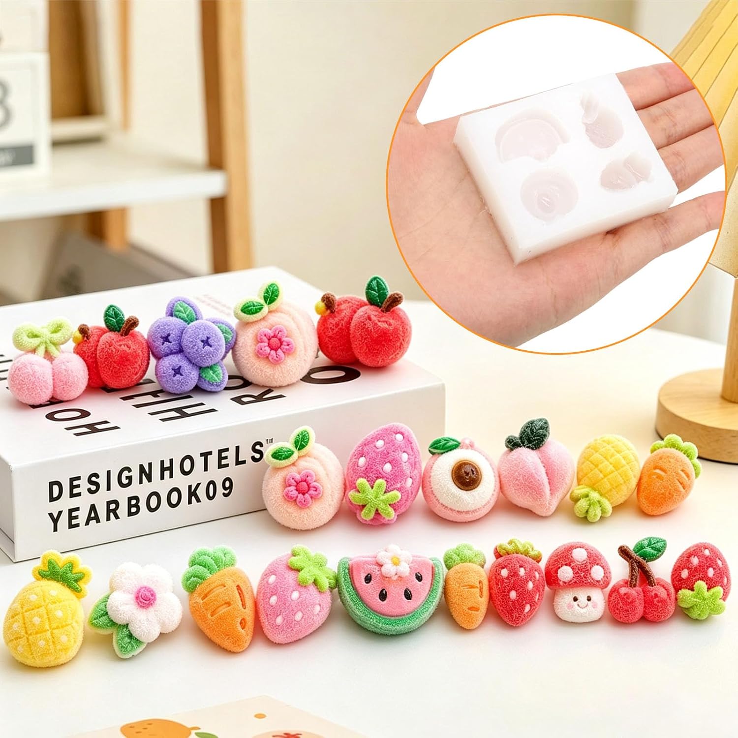 3 Pcs Silicone Molds for Taba Squishy, Cute Fruits Taba Squishy Molds, Mini Squishy Maker Resin Casting Silicone Mold for DIY Craft Making