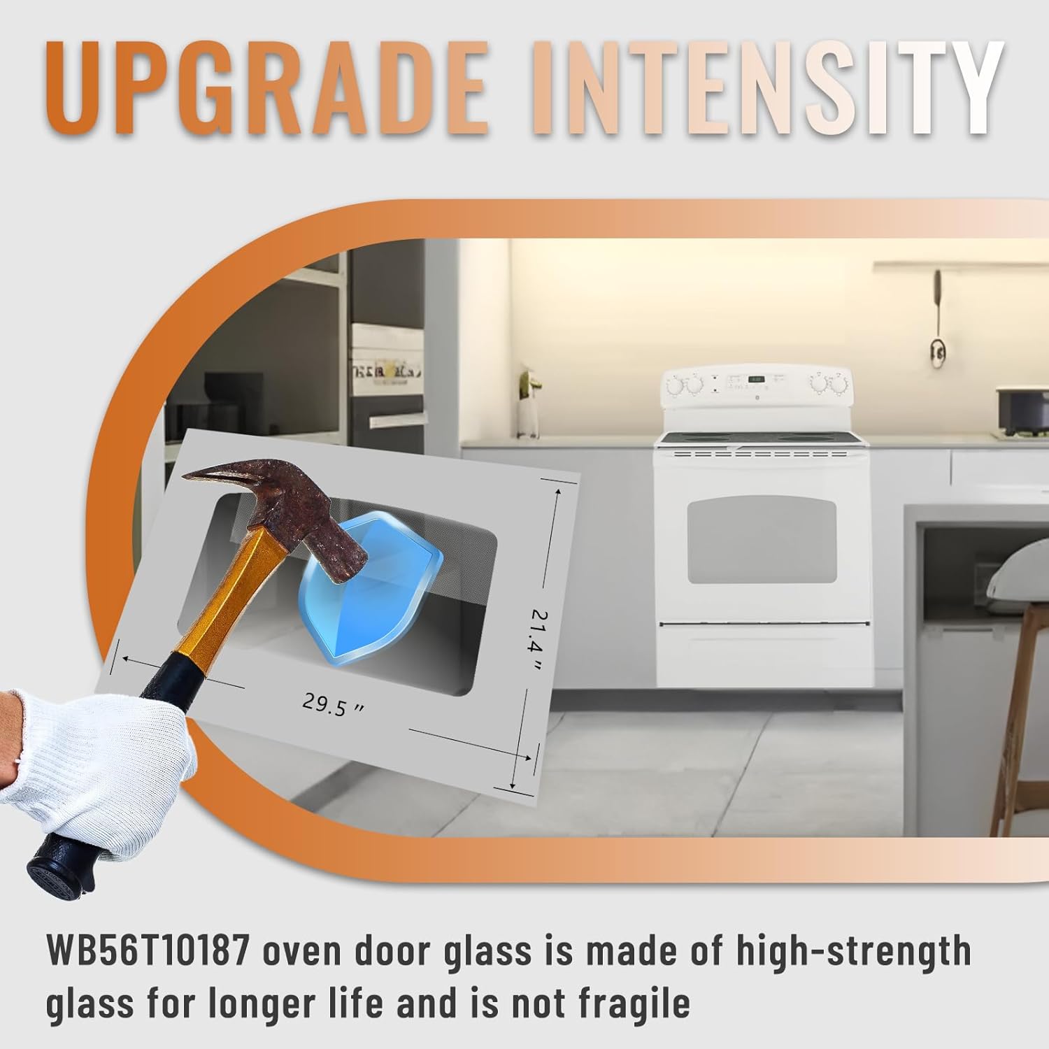 Color White Upgrade WB56T10187 Oven Door Glass Outer Panel for GE Series/Stove/Oven, Replacement Oven Door Exterior Glass Panel, White