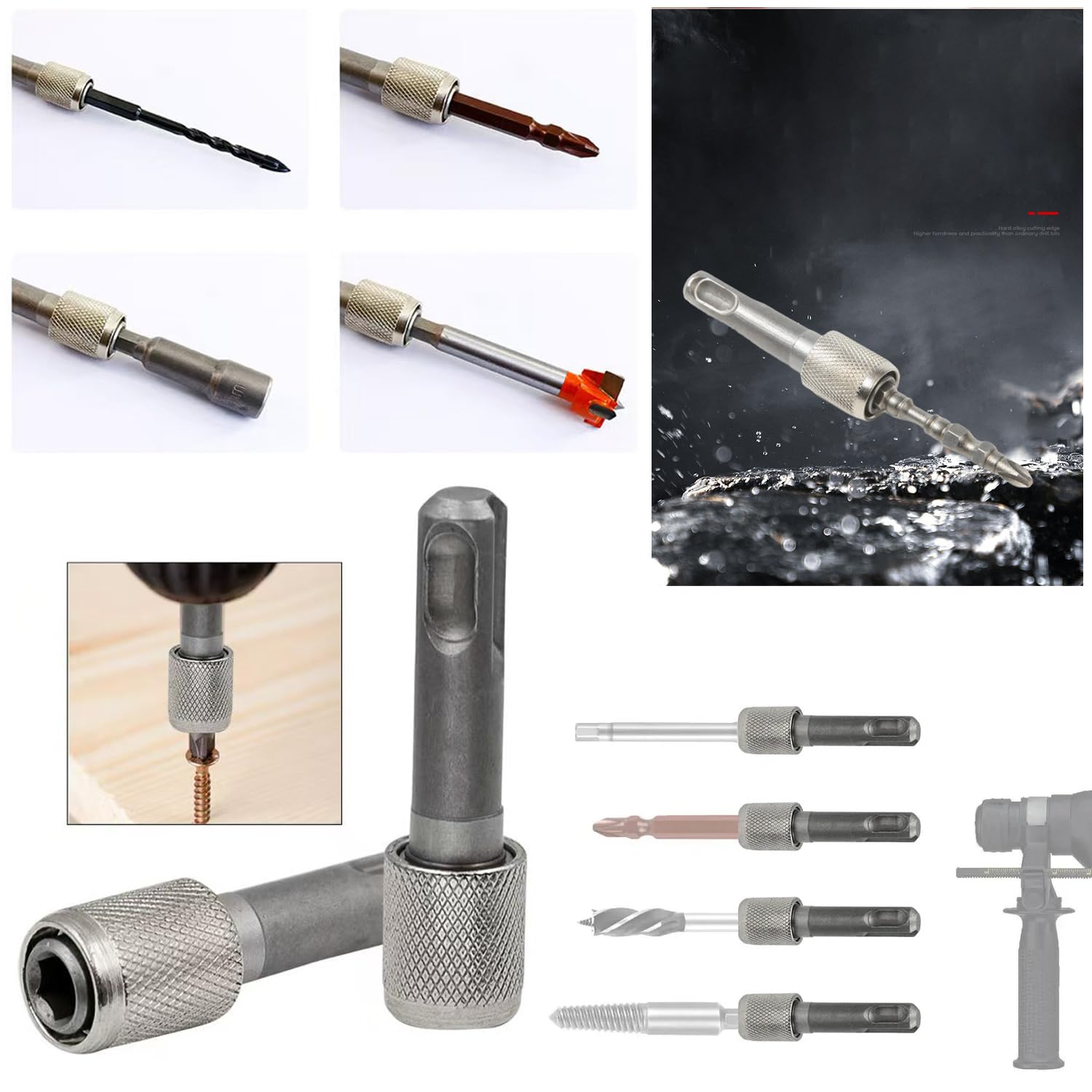 SDS to Hex Adapter - 3 Pack for Drill & Hammer -6 SDS to Hex Adapter - 3 Pack for Drill & Hammer -6