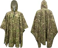 Vista 2 de LOOGU Poncho de lluvia impermeable con capucha, abrigo de lluvia multiusos de camuflaje para caza, camping, senderismo