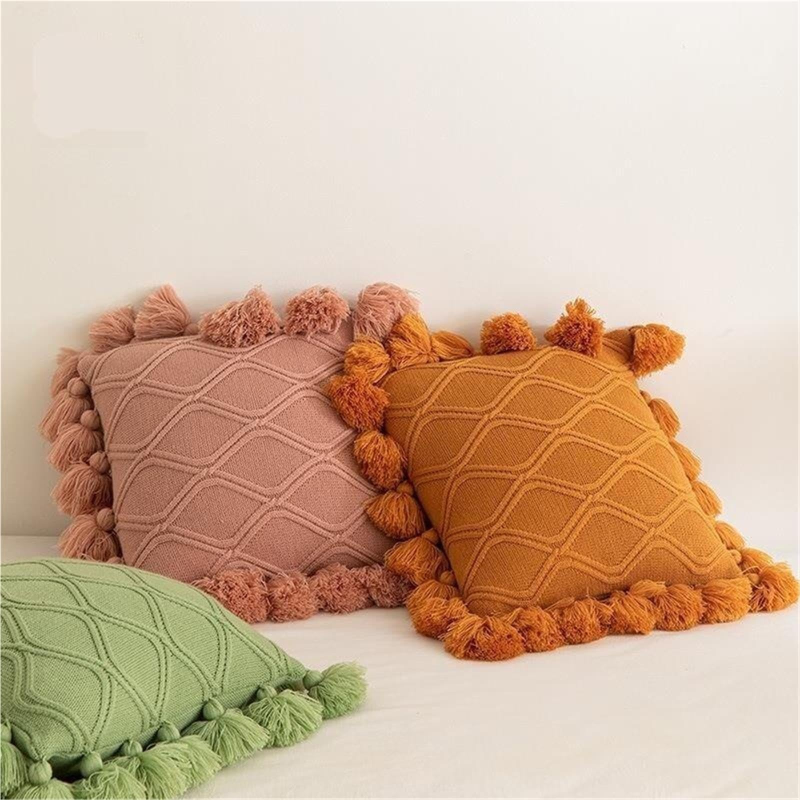 Gestricktes Rüschenkissen, Dekoratives Kissen for Zu Hause