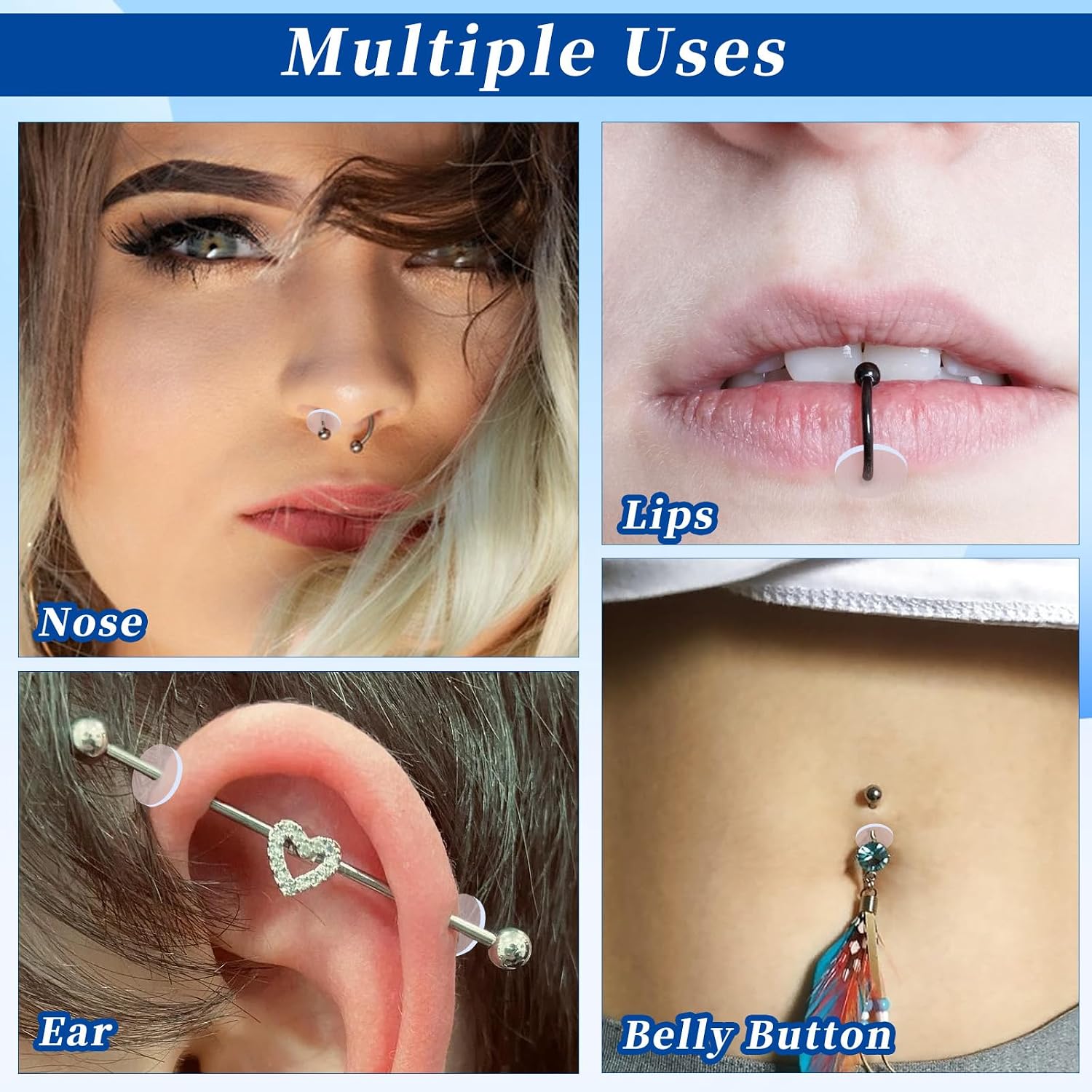 Giantree 30Pcs Clear Piercing Disc, Silicone Perforated Disc for Piercing Bump, 7/9 mm Earring Supports for Keloids Healing Pads Belly Button Piercing Kit Nose Piercing Bump Treatment(30pcs)