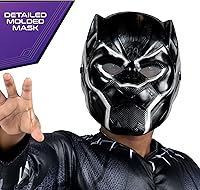 Vista 3 de Marvel Black Panther - Disfraz oficial de Halloween para jóvenes, overol acolchado de alta calidad con máscara de plástico