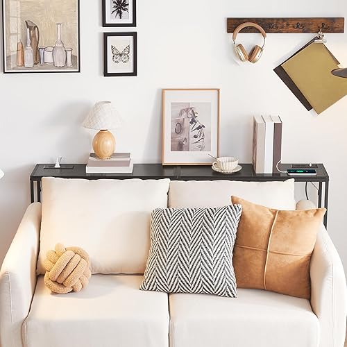 Miniatura 4 de Console Table with Power Station, 30.1" Entryway Table, Behind Sofa Table, Industrial Style, Outlets and USB Ports, Sturdy, for Living Room,