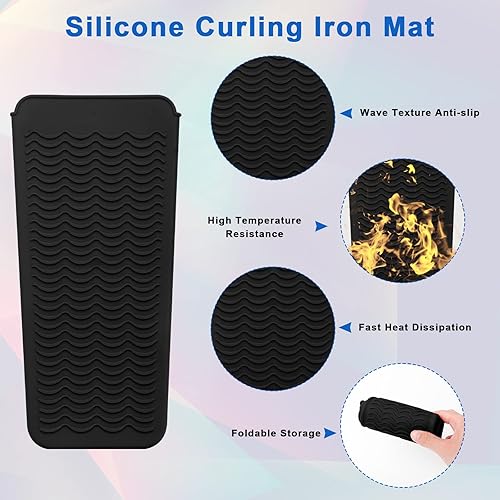 Miniatura 4 de Juego de 2 fundas de viaje para plancha plana, resistente al calor, con alfombrilla de silicona, resistente al calor, para viajes, uso diario,