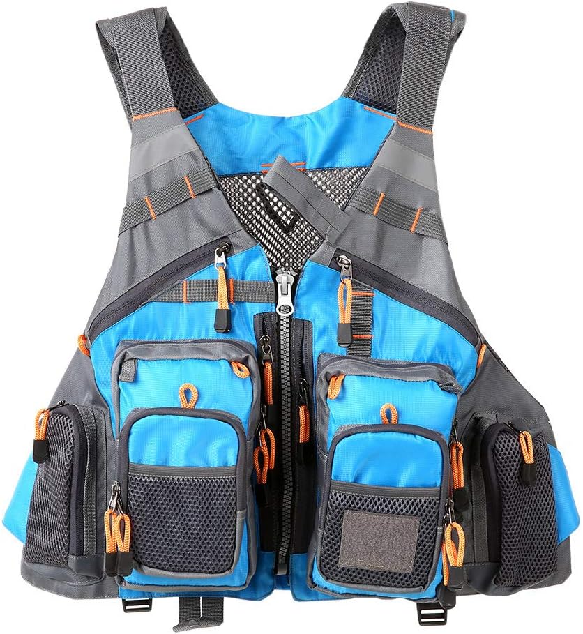 Fly Fishing Vest, Fishing Safety Life Jacket for Swimming Sailing Boating Kayak Floating Multifunction Breathable Backpack for Men and Women Vest/Kayak