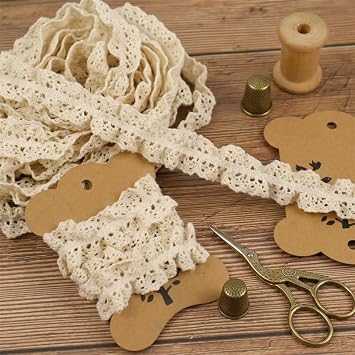 Beige Stretch Lace Trim Elastic-Frilly Trim for Socks-Gathered Crocheted Lace DIY Craft Ribbon 5Yards