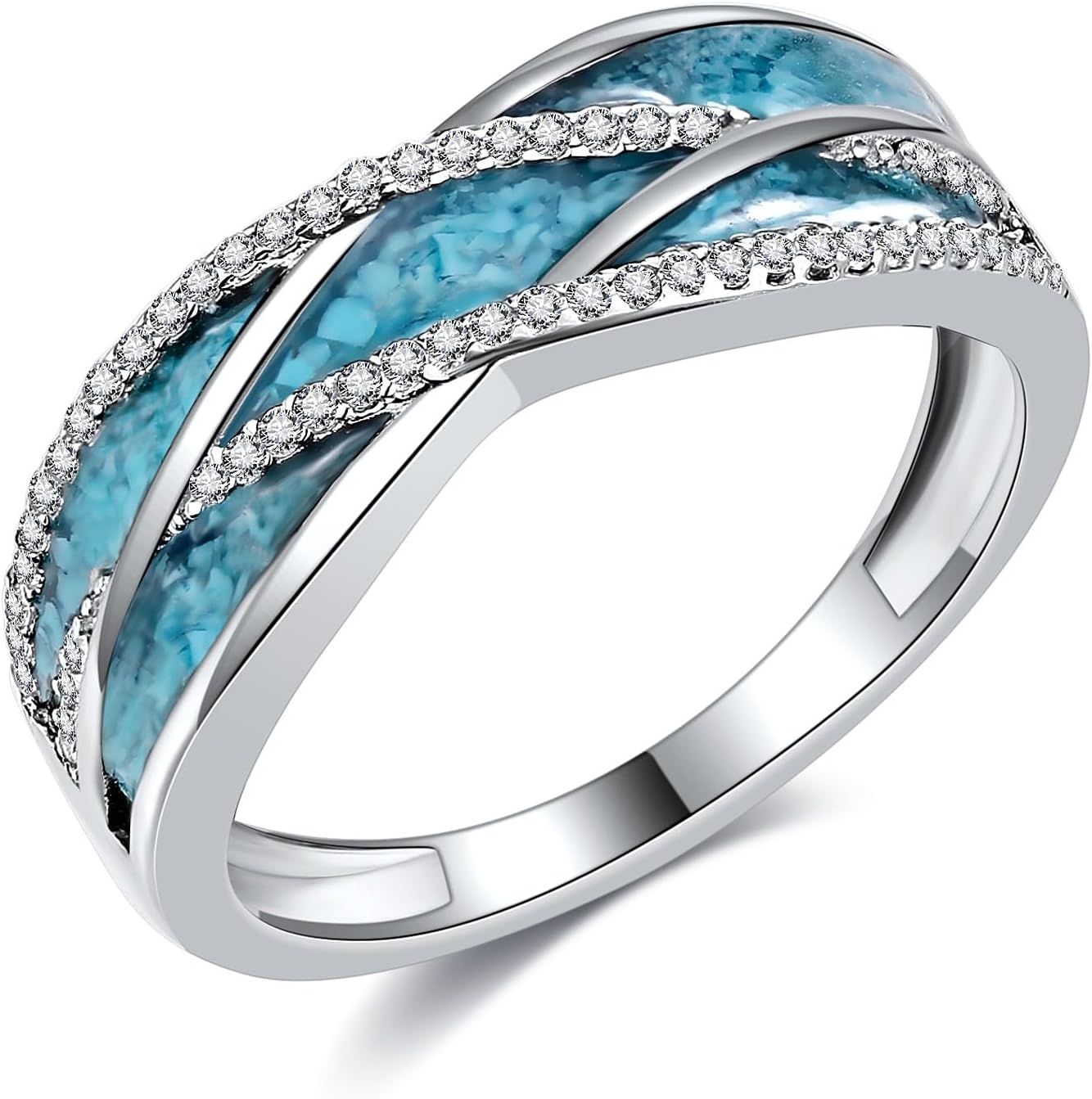 URONE Celtic Knot Turquoise Ring 925 Sterling Silver Celtic Knot Engagement Rings Turquoise Jewelry Celtic Gifts for Women