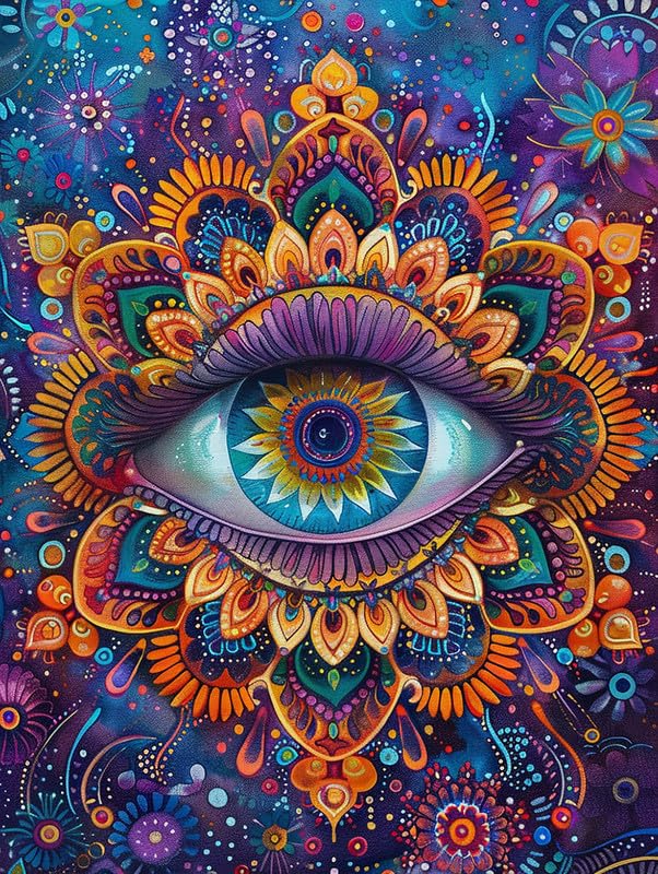 Bimkole 5D Diamond Arts Painting Kits Eye, Full Drill DIY Rhinestone Embroidery Set Paint with Diamonds Art Flower by Number Kits Cross Stitch Home Wall Craft Decoration (12x16Inch)