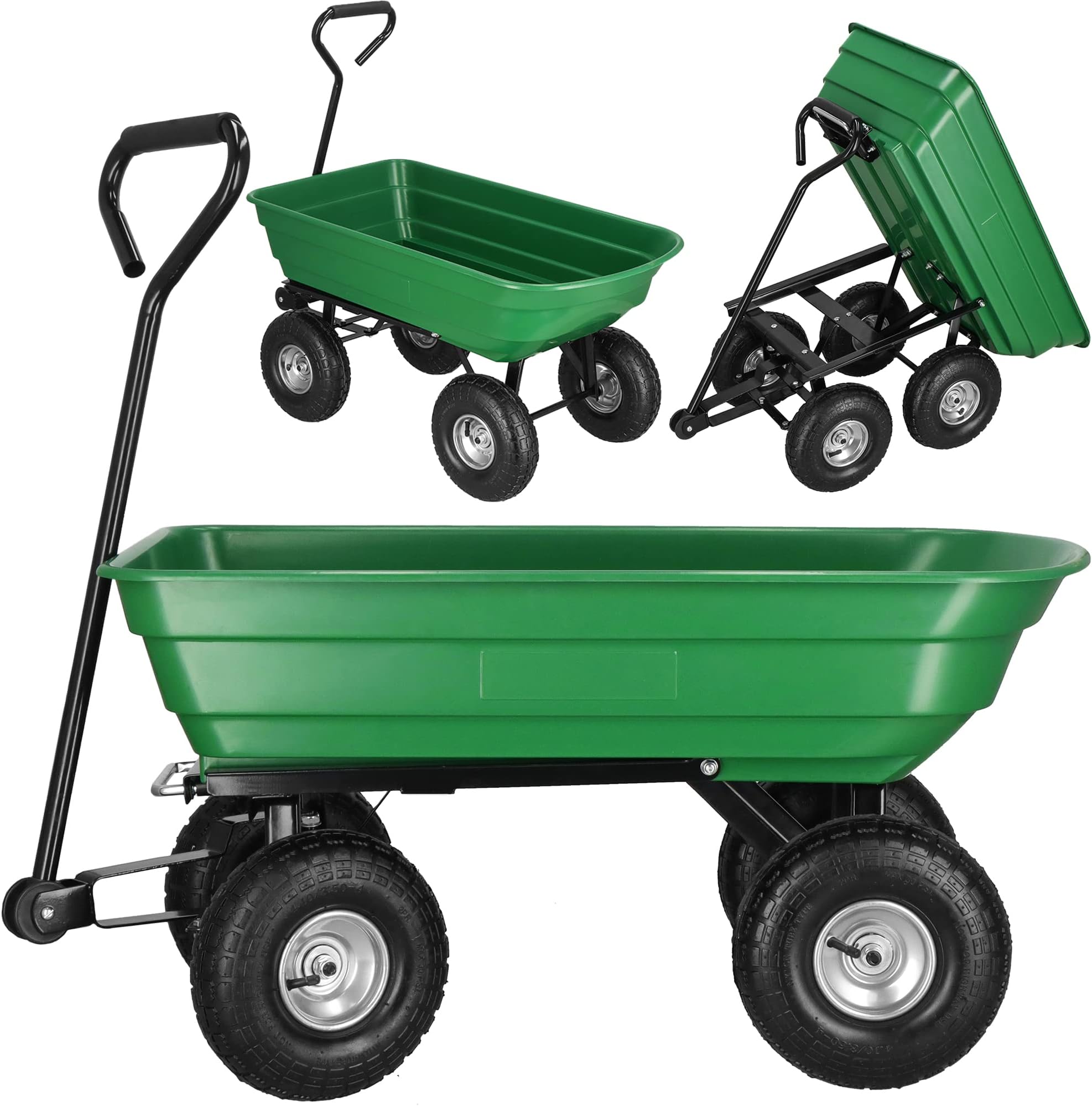 Chariot de Jardin avec Fonction basculante 75l Cuve en Plastique Charge