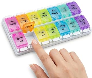 7일용 주간 알약 정리함, 약 디스펜서 일일 비타민 용기 보충제 홀더 습기 방지 상자, 아침 저녁 루틴을 위한 휴대용 여행 케이스 안전하고 실용적인 플래너