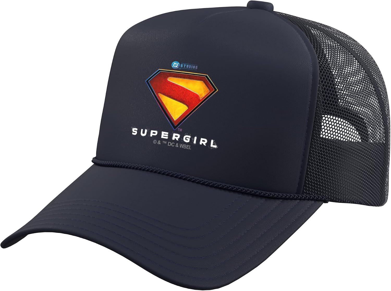 Supergirl 2026 Full Color Shield Name Under Shield Trucker Hat with Adjustable Mesh Back