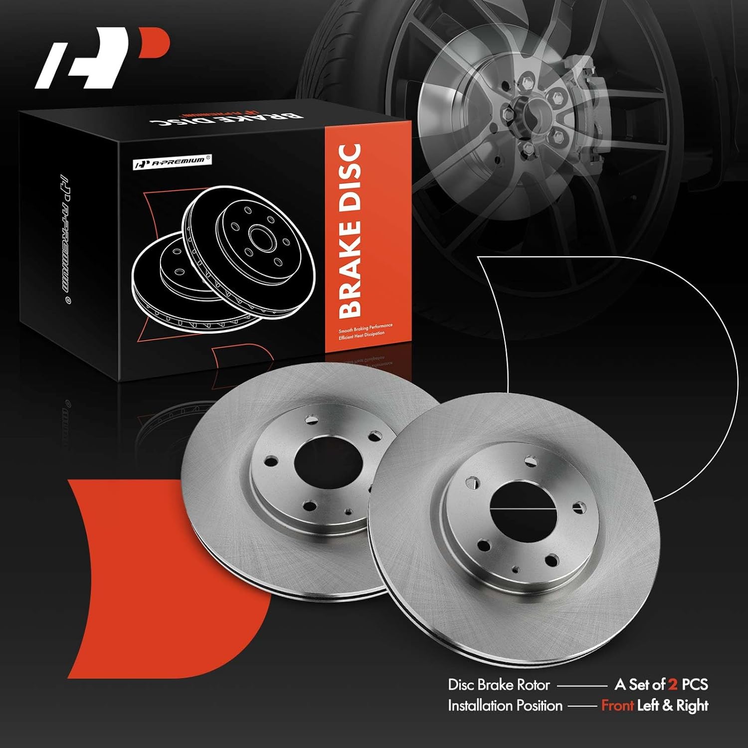 A-Premium 11.69 inch (297mm) Front Vented Disc Brake Rotors Compatible with Select Mazda models - CX-5 CX5 2013-2017, 6 2014-2018, 2-PC Set