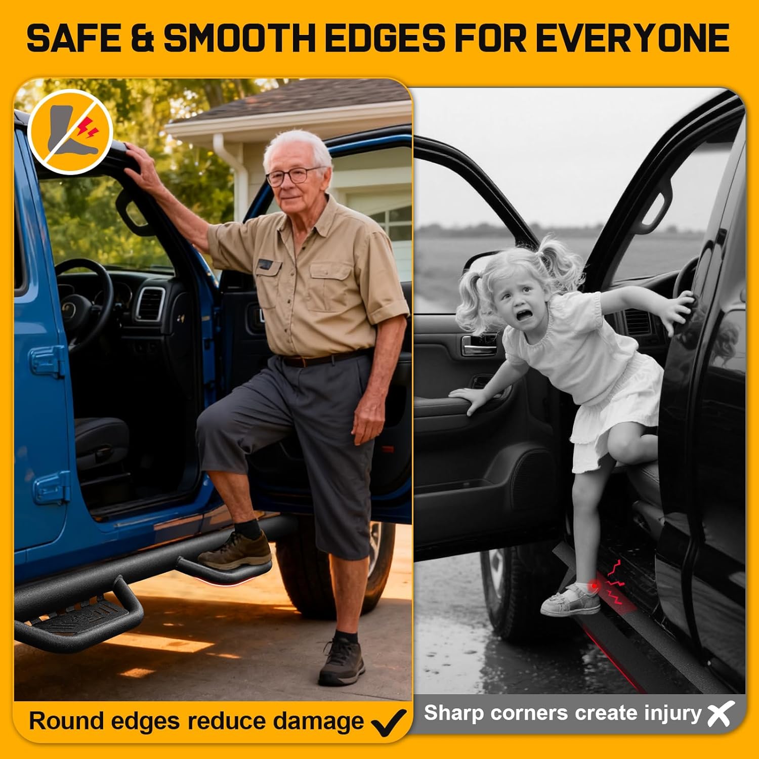 BINARY STAR 5.5 Inch Running Boards Vehicle Compatible with 2018-2026 Jeep Wrangler JL 4 Door, JL One-Piece Design Side Steps Rails, Black Drop Down Nerf Bars Step Bars Made with Carbon Steel.