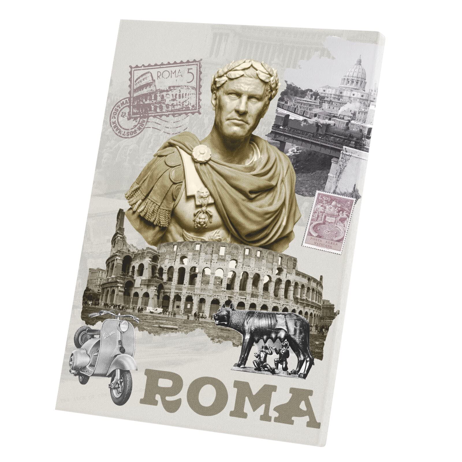 Poster Roma Collage Voyage : Tableau Décoratif et Toile Imprimée Histoire 60x85cm - 5