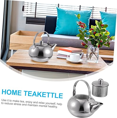 Miniatura 8 de HOMSFOU 1 tetera de acero inoxidable, infusores de té de acero inoxidable para té suelto, estufa de acero inoxidable, tetera de agua caliente,