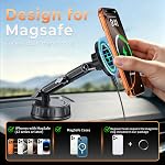 15W for MagSafe Car Mount Charger,Magnetic Phone Holder for iPhone 17 16 15 14 13 12 Series, Fast Wireless Car Charger with 360° Foldable Arm [120+ LB Suction] for Dashboard/Windshield