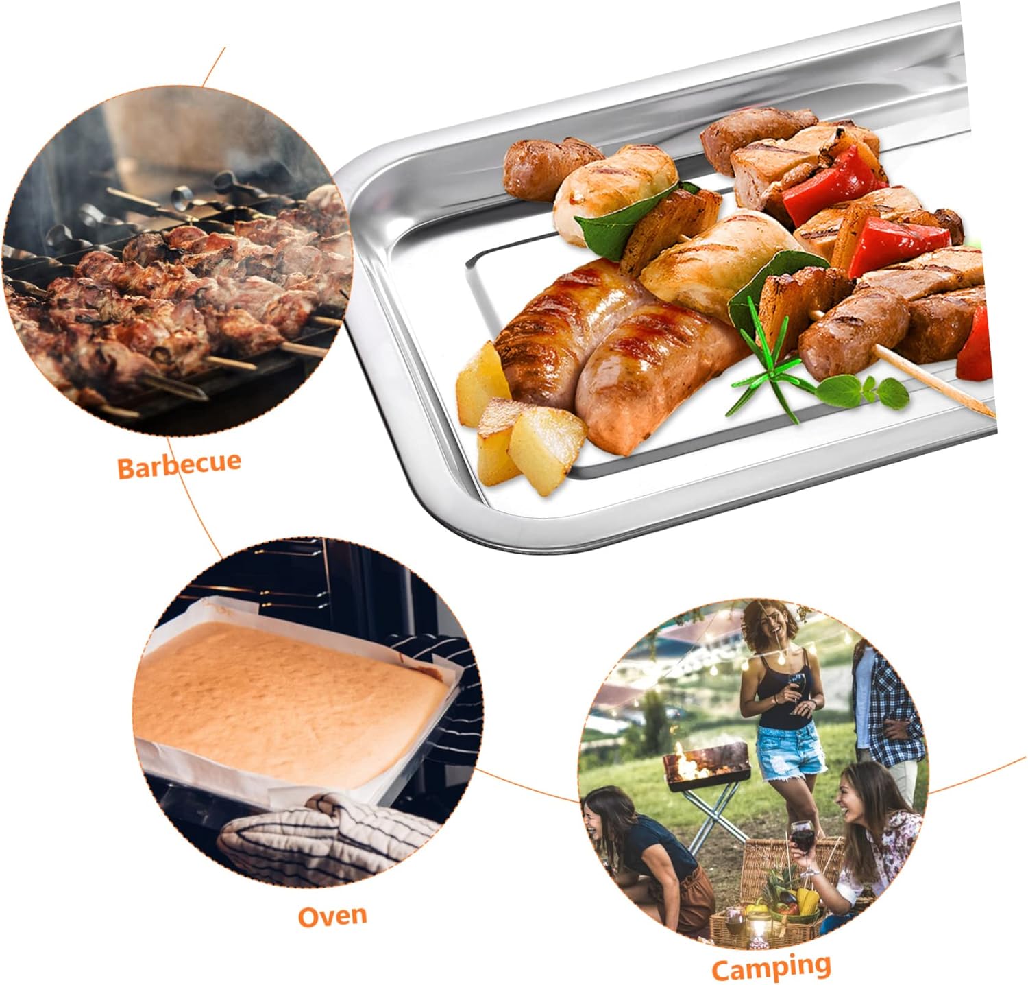 10pcs Non-stick Baking Sheet Stainless Steel Cookie Trays for Oven Pans for Kitchen Barbecue and Picnics Versatile Baking