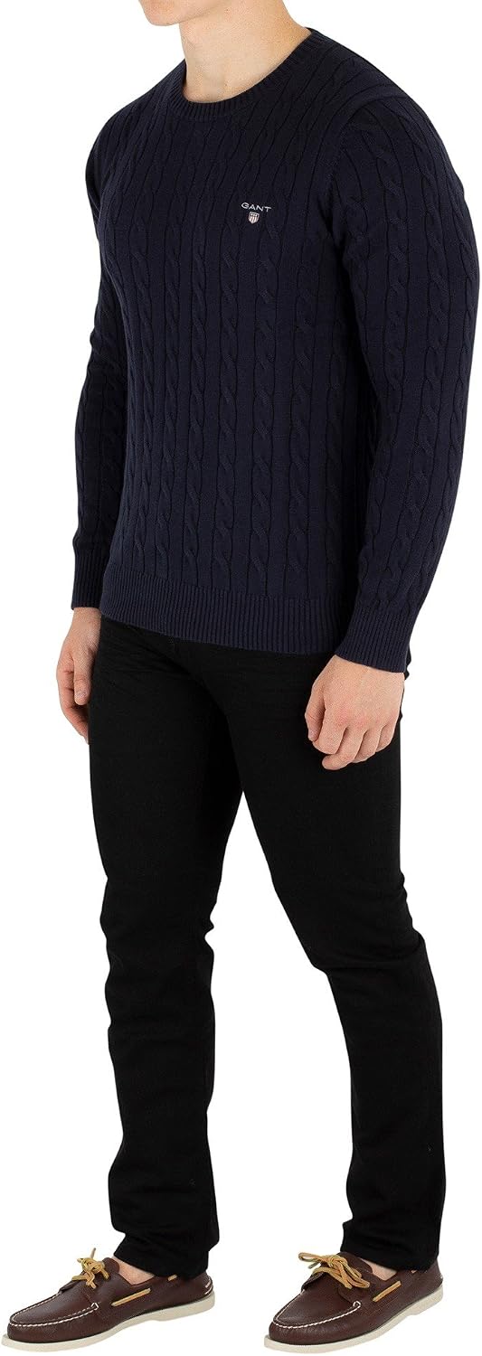 GANT Men's Classic Cotton Cable Crewneck Sweater