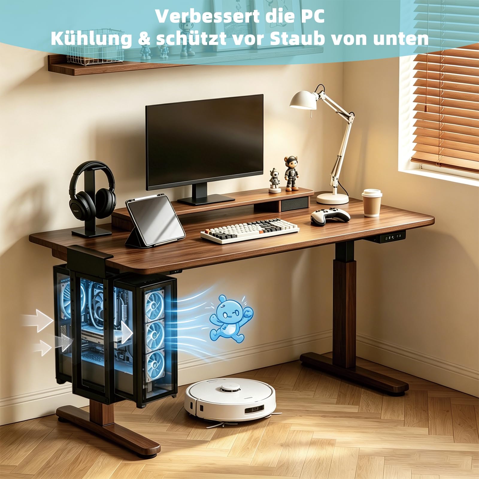 W&H PC Halterung unter Schreibtisch, Bis zu 30kg Tragfähigkeit, Ohne Bohren