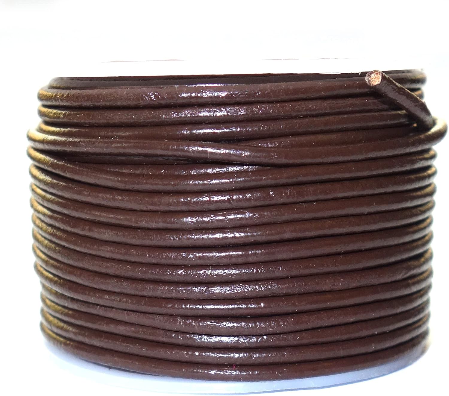Cords Craft®, Round Leather Rope Cord 3mm for Bracelet, Necklaces, DIY Craft, Beading Work, 34 Dark Brown, Roll of 20 Meters