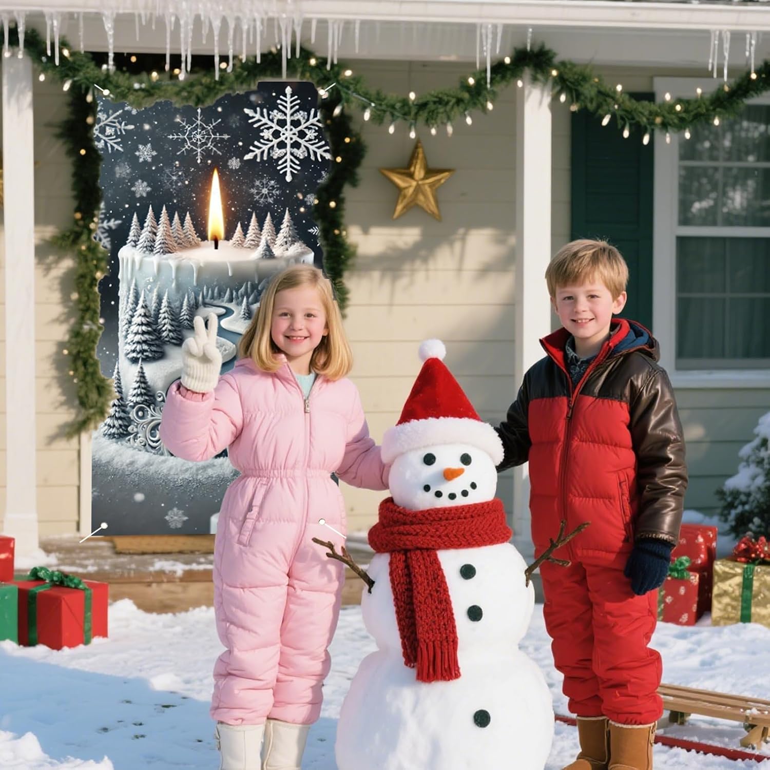 Nuxovilar Christmas Candle Door Cover Polyester 35x71 in