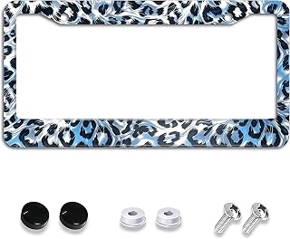 Snow Leopard License Plate Frame Aluminum 12.3x6.3in | Car Decor with 2 Holes and Screws Fits Standard Us Canada Vehicles For Men/Women Funny