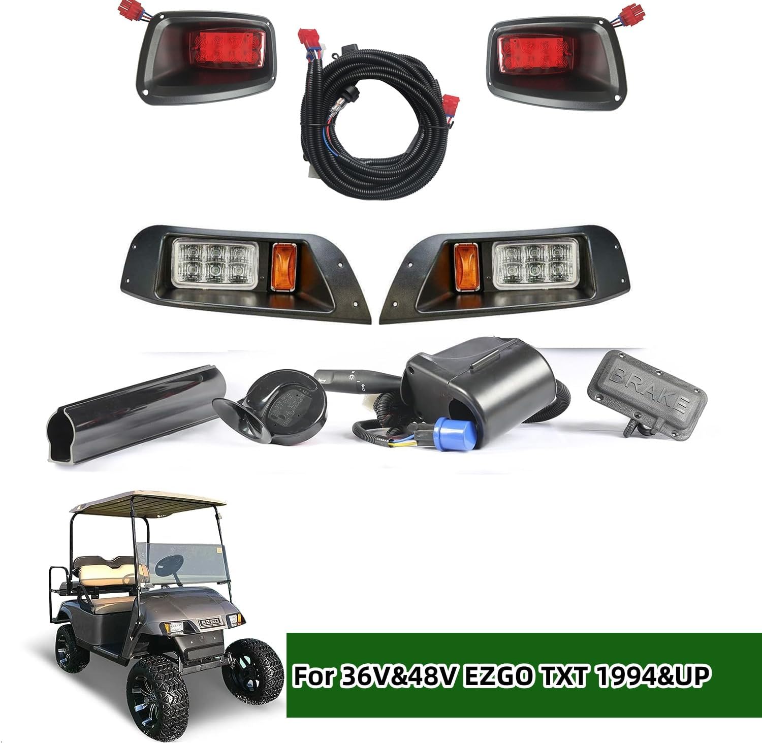 Dr.Acces EZGO TXT LED Complete ultimate LED Light Kit with Turn Signals, Hazard Flasher, Horn and Brake fits EZGO TXT Led Light 1996-2013 Gas&Electric golf cart