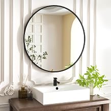 HARRITPURE Round Mirror 19.6" Black Wall Mounted Circle Mirror with Aluminum Alloy Frame Modern Design for Bathroom, Living Room, Vanity, Bedroom, Entryway