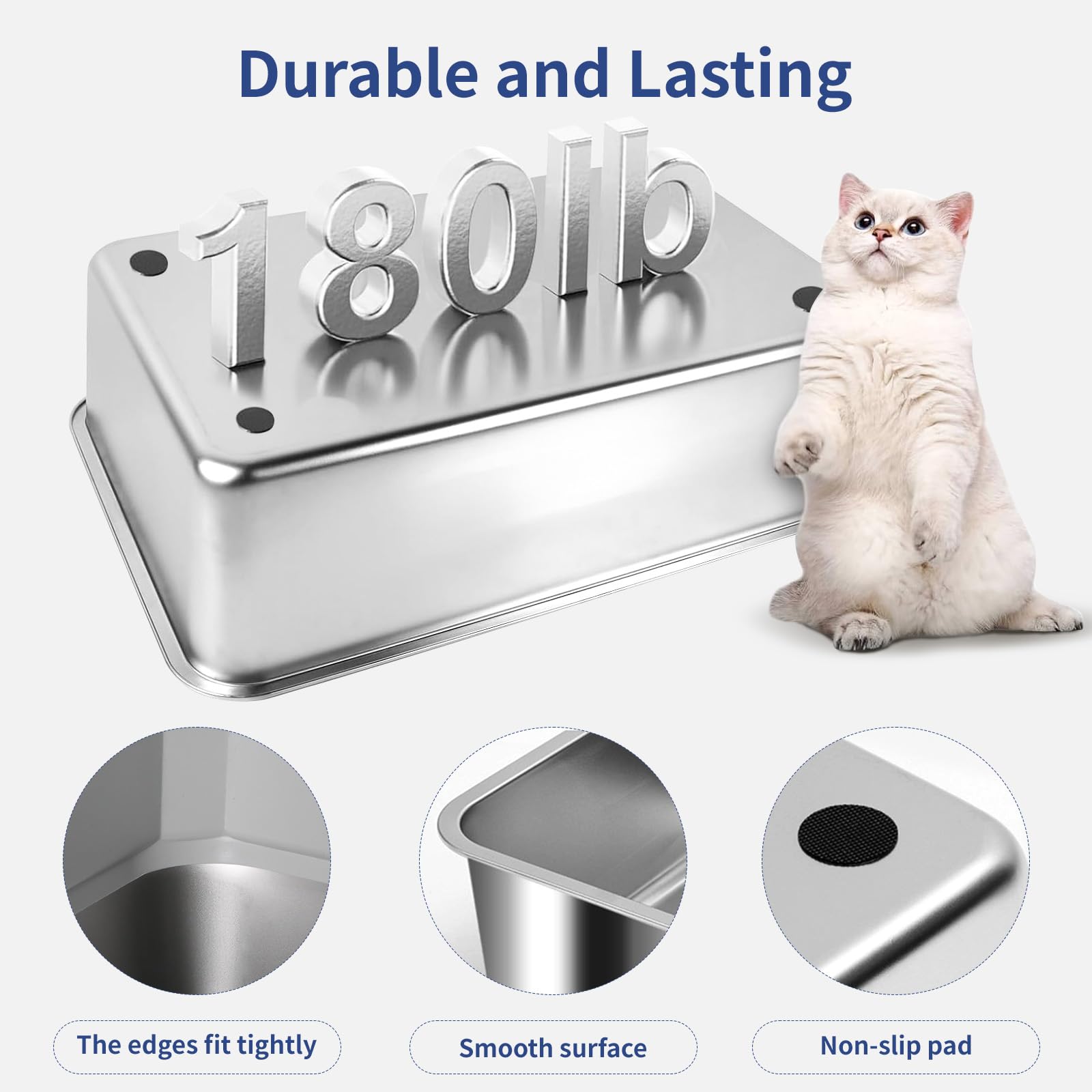 XXXL Stainless Steel Litter Box with Lid, Extra Large 28" L x 20" W x 17" H Enclosed Metal Cat Litter Box with Litter Scoop & Foot Pedal, Odor Control for Big Cats, Multiple Cats (Light Grey) - image 7